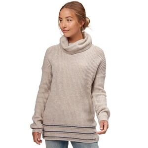 Prana Funen Loop Tunic Tan Ribbed Wool Blend Turtleneck‎ Sweater M Coastal